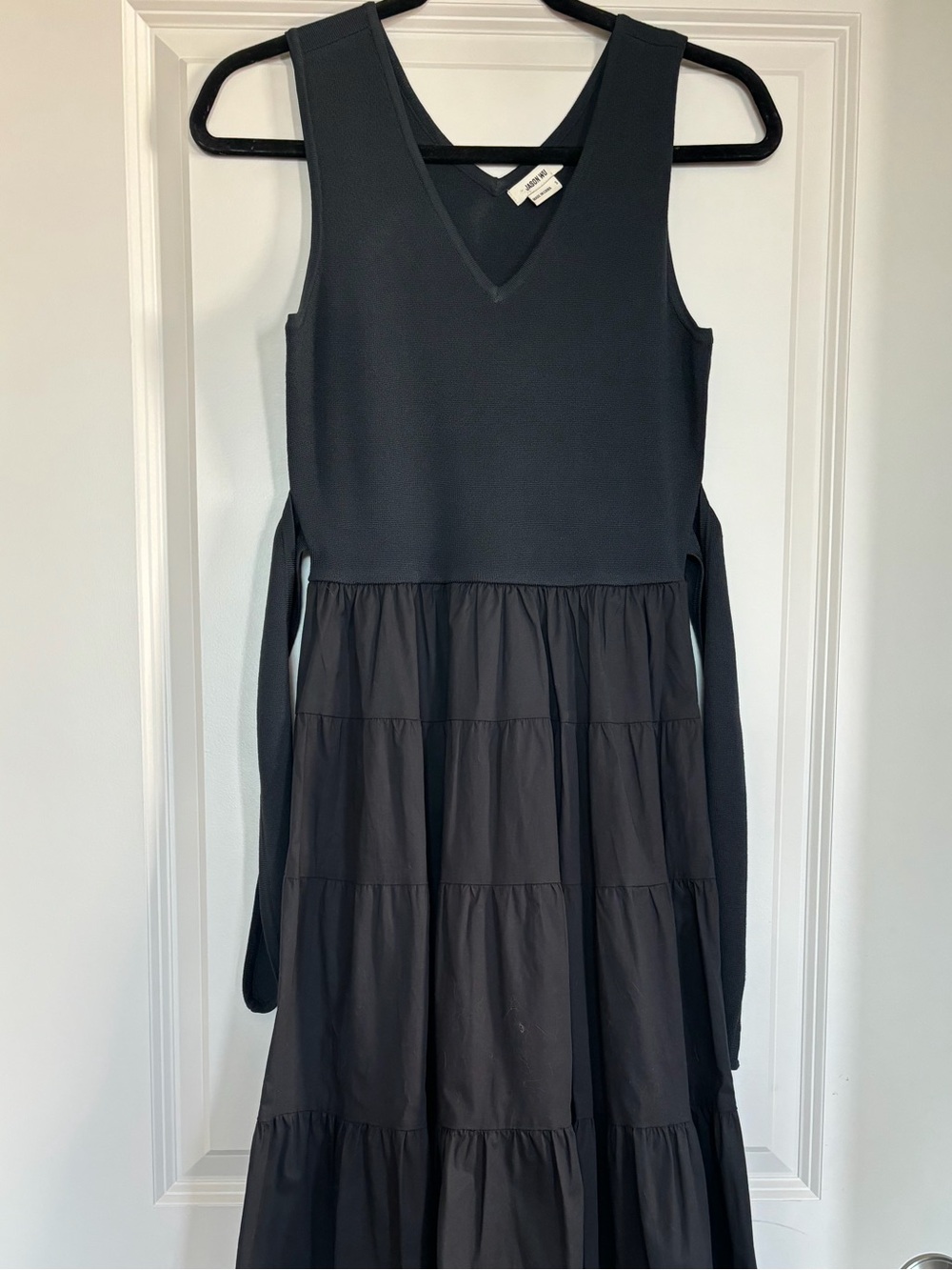 Jason Wu Black V-Neck Tiered Maxi Dress